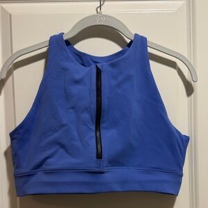 Peloton blue zip front bra size L